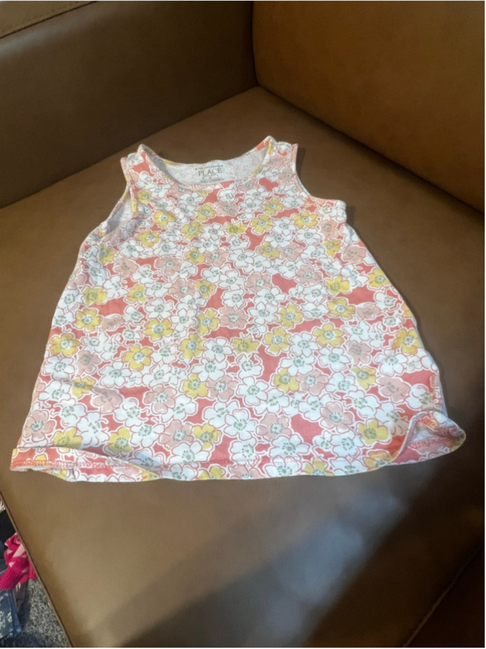 Girls The Children's Place Floral Tank Top Size 4T White Pink